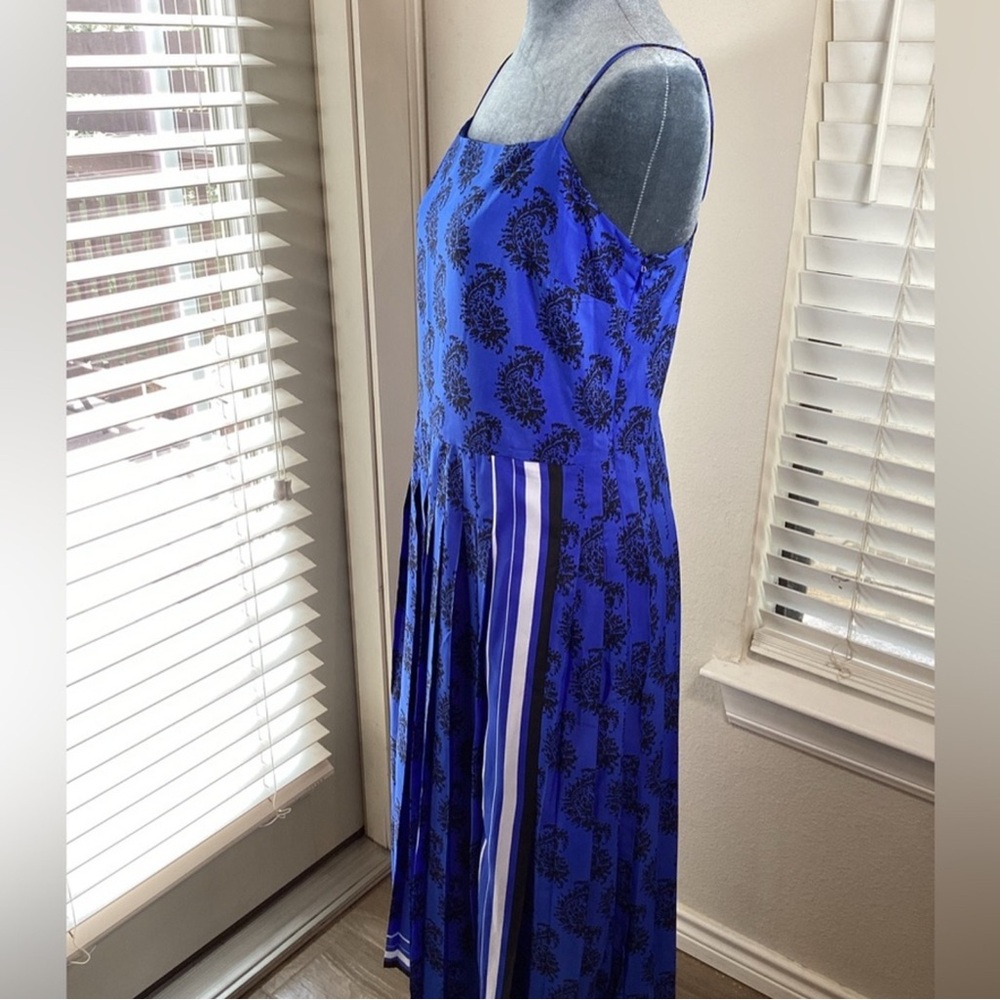 🎤🎉 Banana Republic Spaghetti Strap Paisley Pleated Midi Dress Sz 12 - Picture 5 of 12